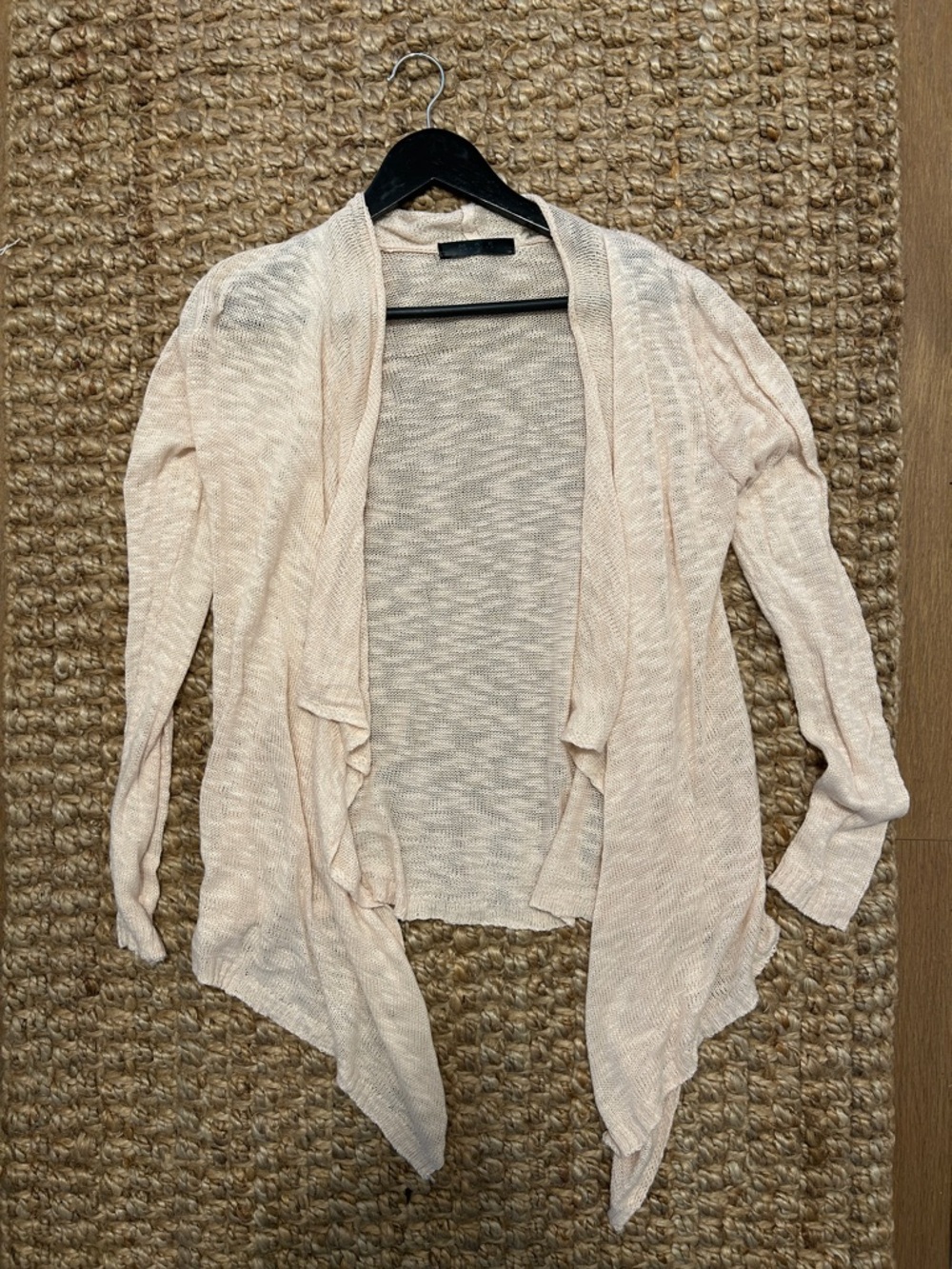 MAK Light Blush Open-Front Draped Cardigan